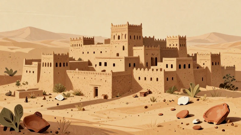La línea del tiempo de Oasisamérica: Culturas y Economía 8 Oasis antiguo con fragmentos de cerámica estilizada