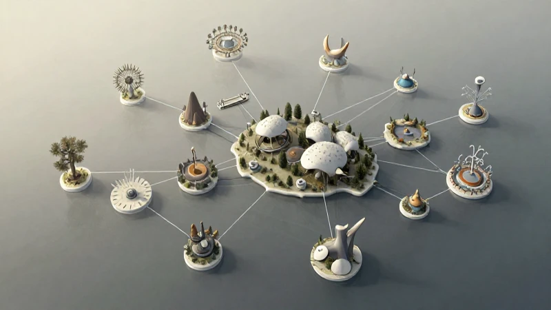 Ecosistema intrincado ilustrado desde arriba