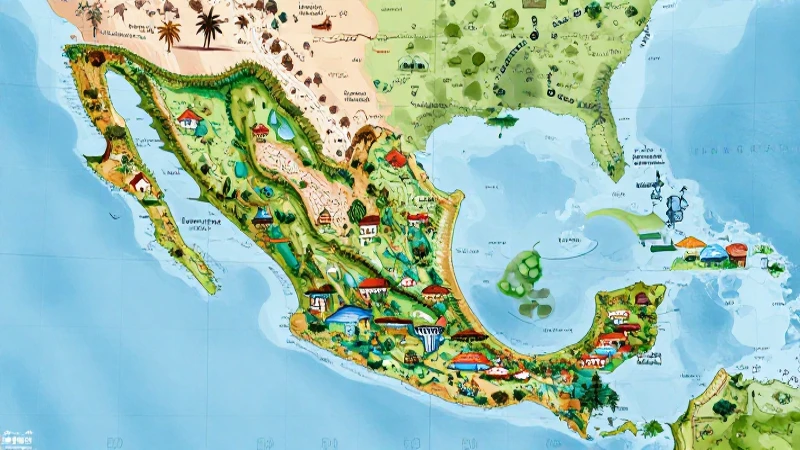 Mapa colorido muestra la diversa geografía mexicana
