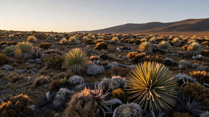 Páramo dorado con frailejones al amanecer