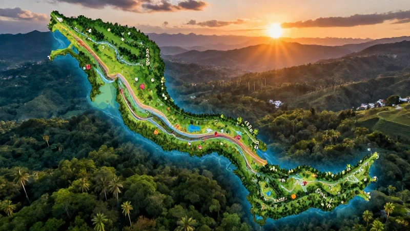 Paisaje mexicano exuberante al amanecer dramático