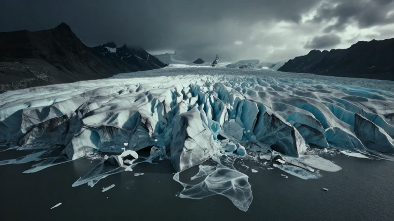 Glacear derritiéndose, paisaje devastado y cinematográfico