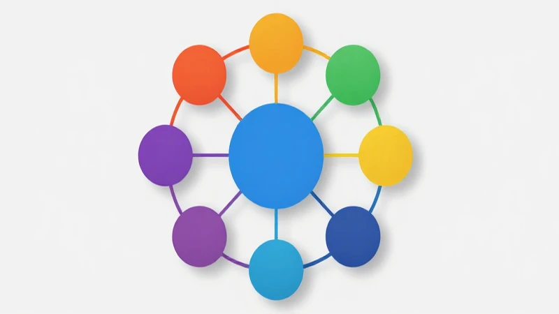 Ejemplo de organigrama circular eficiente y visual 9 Gráfico circular vibrante con nodos interconectados
