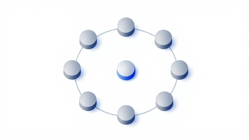 Ejemplo de organigrama circular eficiente y visual 10 Diagrama claro e isométrico para presentación corporativa