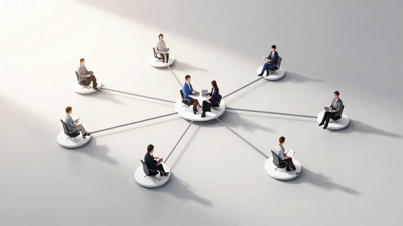Oficina moderna, equipos conectados e iluminación suave