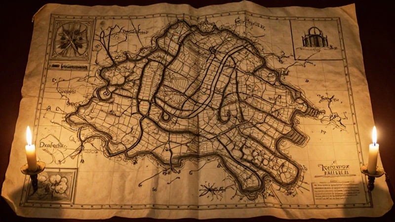 Mapa antiguo con detalles históricos cálidos