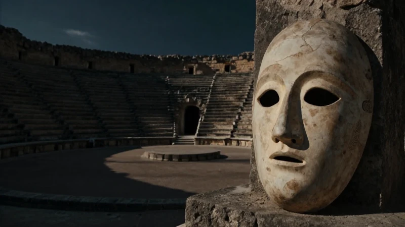 Drama antiguo en ruinas, luz cinematográfica