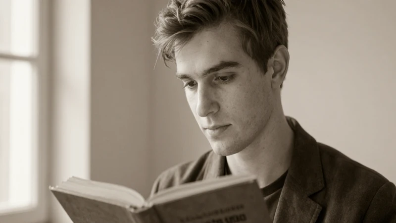Retrato juvenil con libro, tono sépia