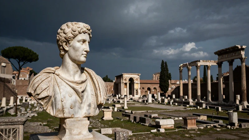 Ruinas antiguas iluminadas con dramatismo imperial