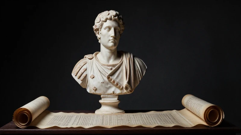 Busto imperial antiguo con luz contrastada