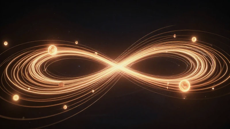 Energía entrelazada, esferas luminosas, iluminación suave