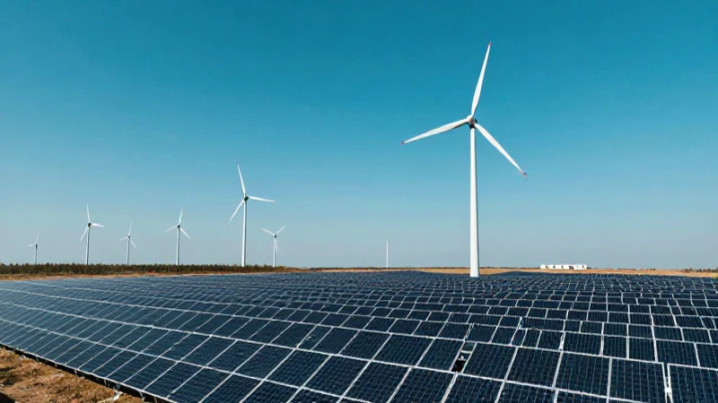 Energía limpia bajo cielo colorido panorámico