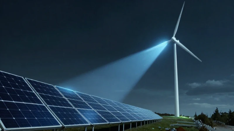 Ilustración futurista con energías renovables y luz cinematográfica