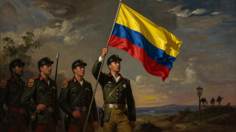 Soldados colombianos bajo luz dramática