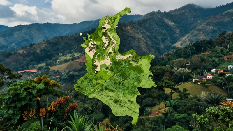 Mapa antiguo sobre Colombia moderna y vibrante