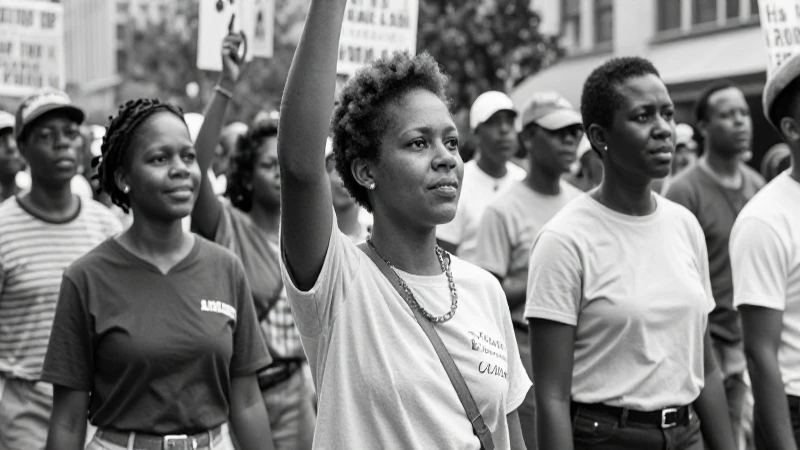 Marcha por derechos civiles, blanco y negro
