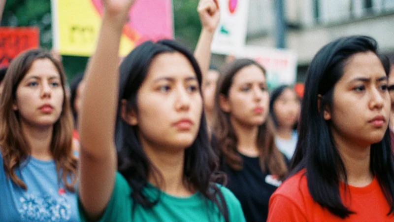 Mujeres protestan con colores psicodélicos y textura granulada
