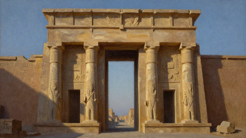 Pintura antigua, Gilgamesh, puerta y sombras dramáticas