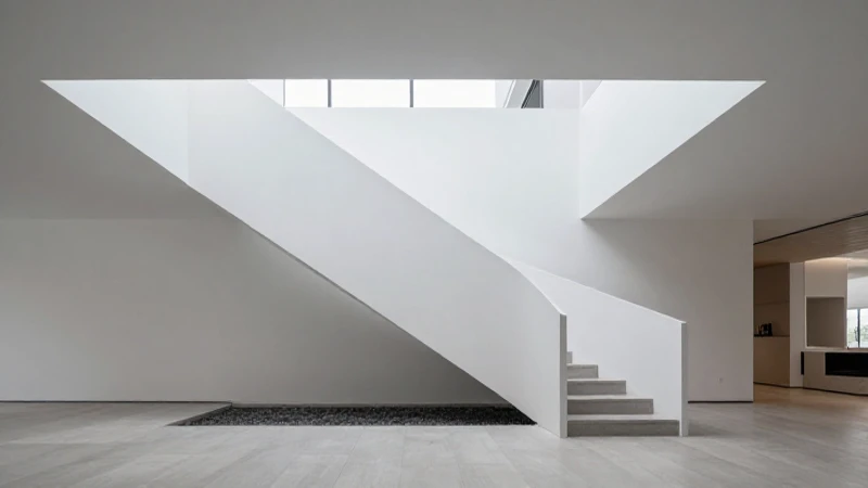 Escalera moderna, minimalista e iluminada arquitectónicamente