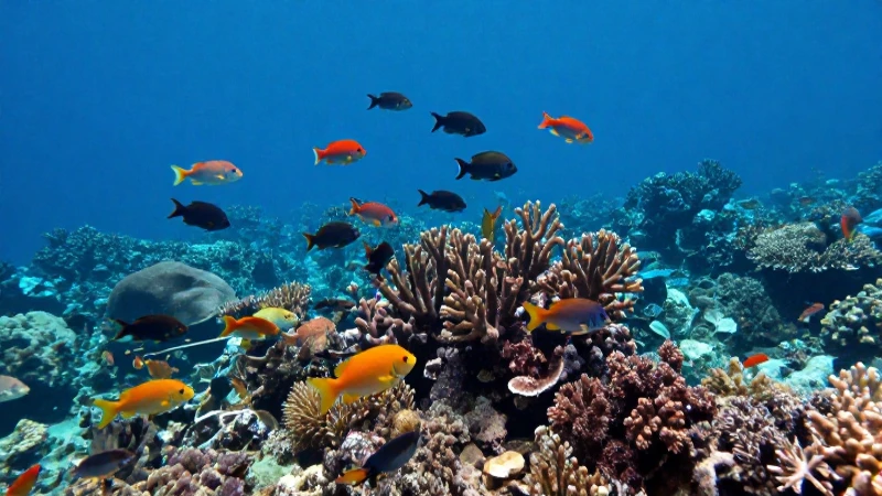 Arrecife submarino con peces vibrantes e iluminación realista