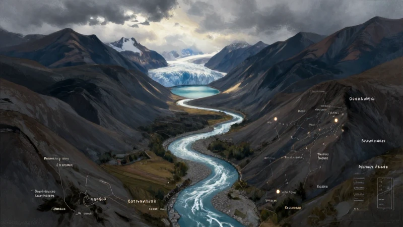 Paisaje montañoso con río visto desde arriba