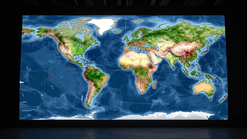 Mapa oceánico con colores llamativos e iluminación dramática