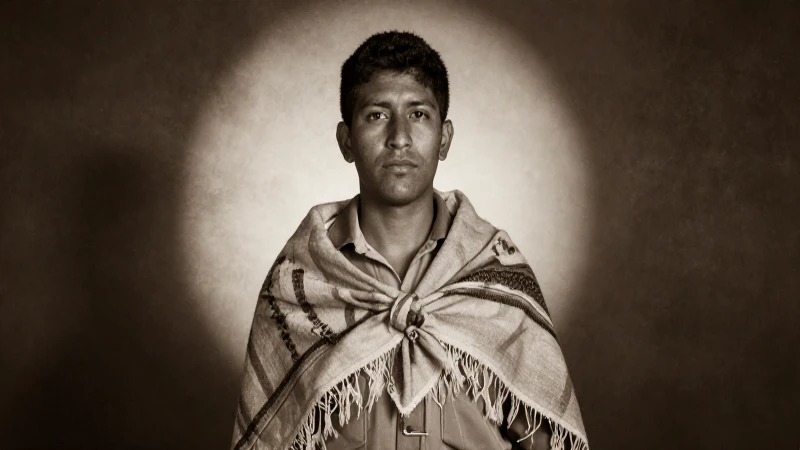 Soldado y campesina bajo foco sepia