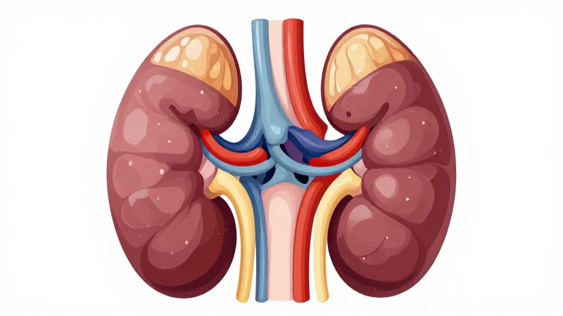 Ilustración esquemática de riñones y sistema urinario