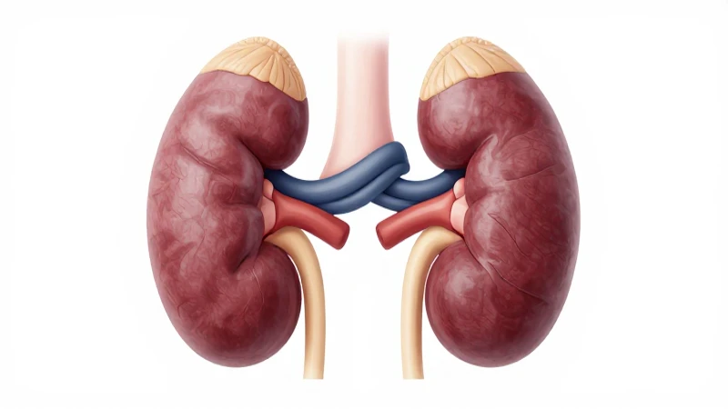 Ilustración renal esquemática sobre fondo blanco
