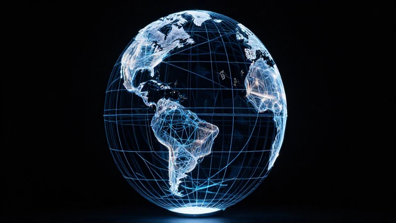 Globo proyectado con líneas abstractas iluminadas