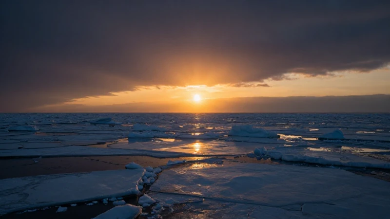 Paisaje marino con hielo al atardecer
