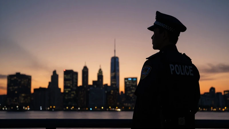 Silueta policial ante el horizonte urbano crepuscular