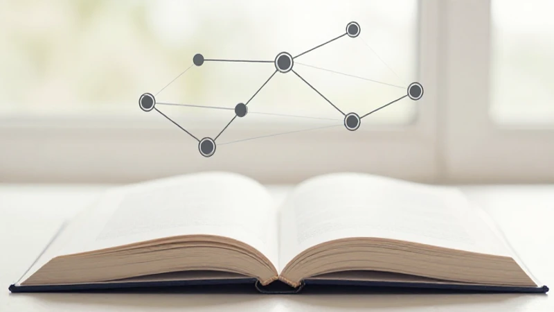 Libro abierto e iluminado con nodos conectados