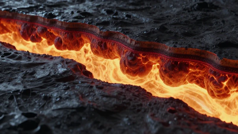Manto terrestre con flujo rocoso cinematográfico