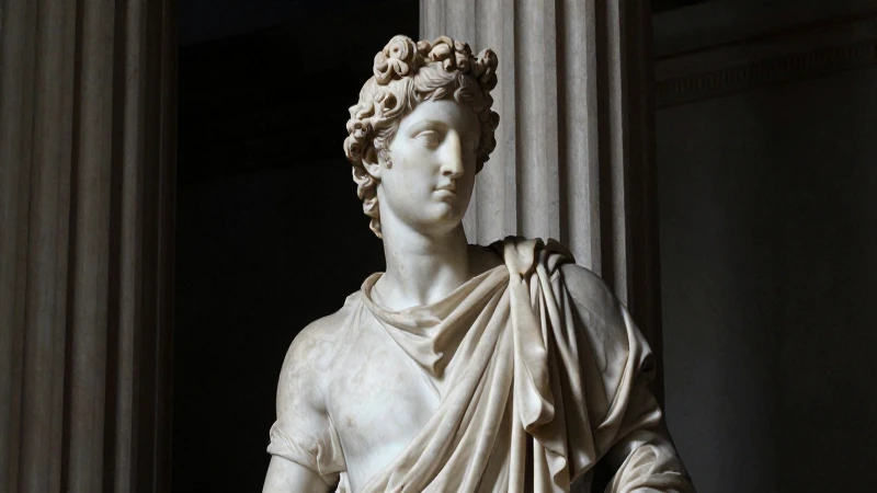 Apolo esculpido, columna dórica, claroscuro renacentista