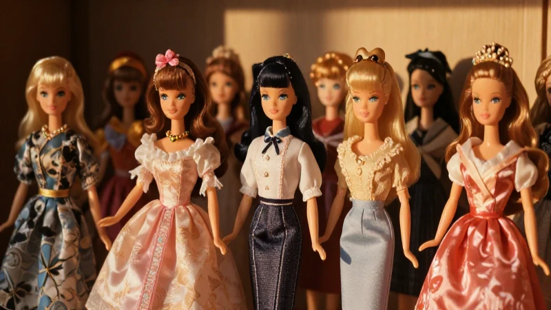 Muñecas Barbie vintage, luz dorada cinematográfica