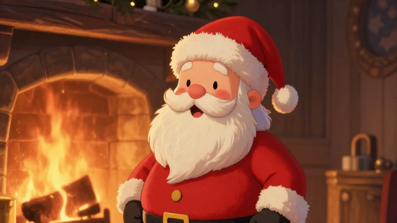 Santa sonríe en ilustración nostálgica navideña