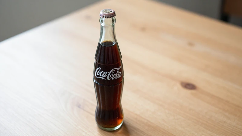 Botella Coca-Cola vintage sobre mesa rústica
