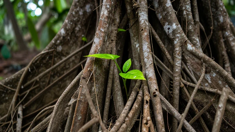 Cuál es la evolución y la línea de tiempo de la ecología 10 Raíces entrelazadas florecen bajo luz suave