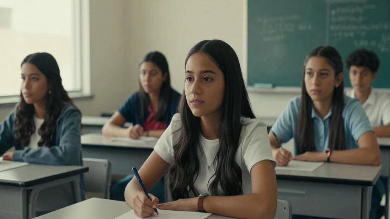 Estudiantes mexicanos en aula iluminada suavemente