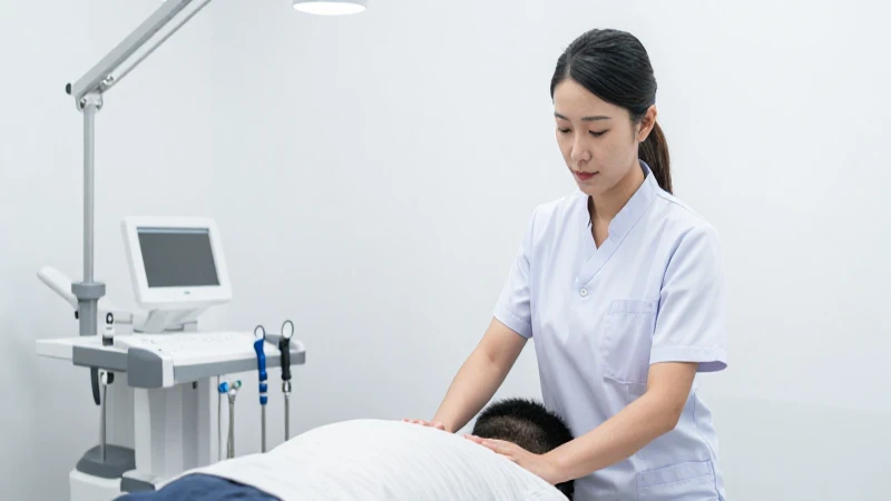 ▷ Evolución de la Fisioterapia en el Mundo: Línea del Tiempo 7 Fisioterapeuta examina paciente con luz brillante