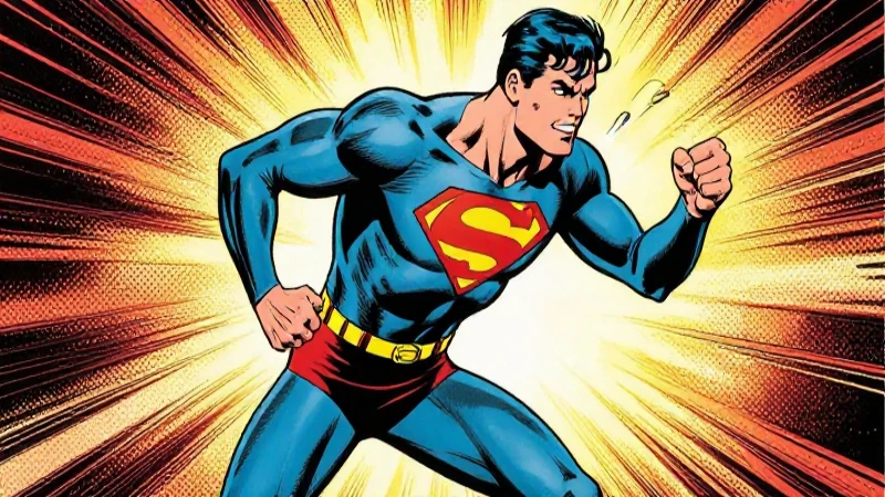 Portada cómic retro con héroe dinámico