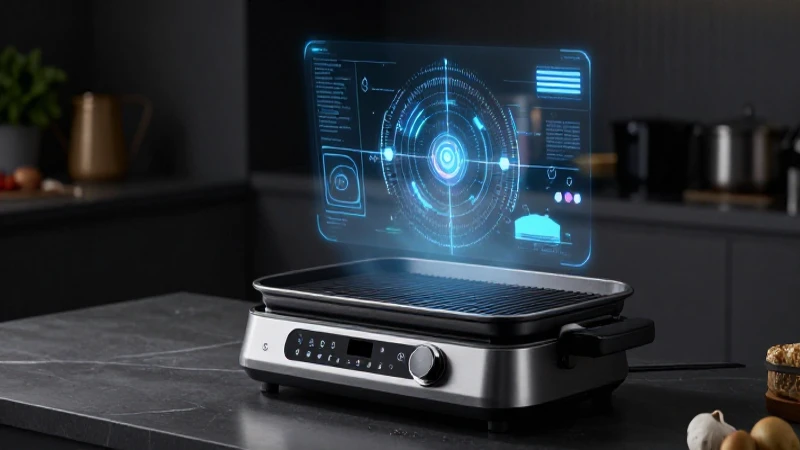 Parilla futurista con holograma y diseño elegante