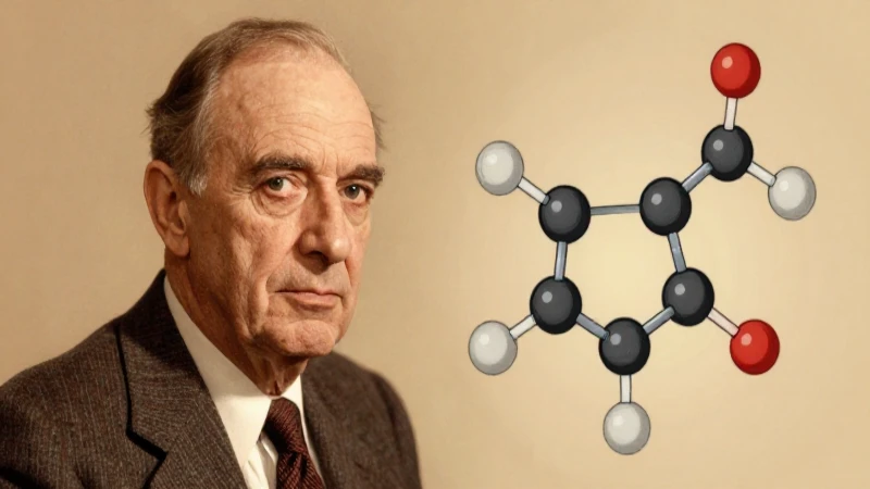 Retrato científico con estructura molecular e iluminación cálida