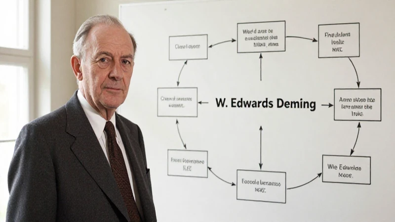 Retrato antiguo de Deming con diagrama claro