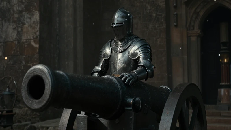 Caballero medieval bajo luz dramática