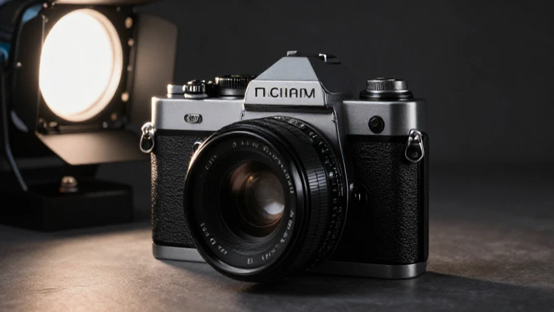 Fotografía con cámara moderna, analógica e iluminación teatral