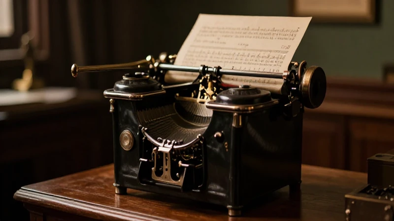 Telégrafo antiguo en oficina victoriana iluminada