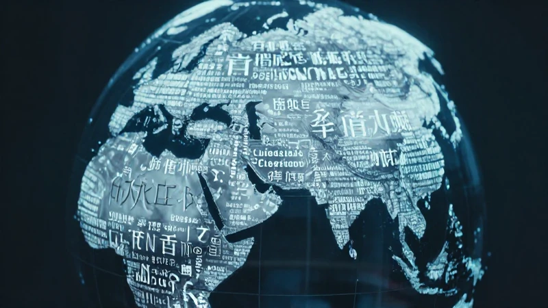 Globo lingüístico con escritura china sobre Asia