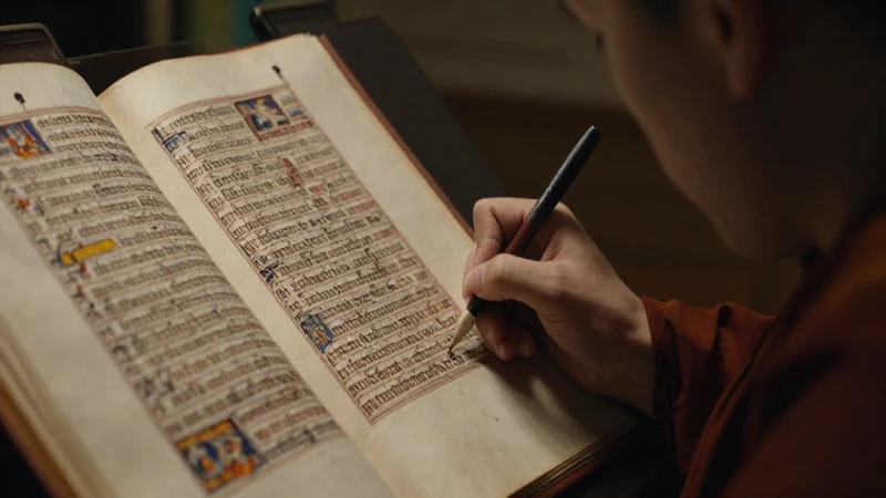 Monje escribiendo: manuscrito iluminado y cinematográfico